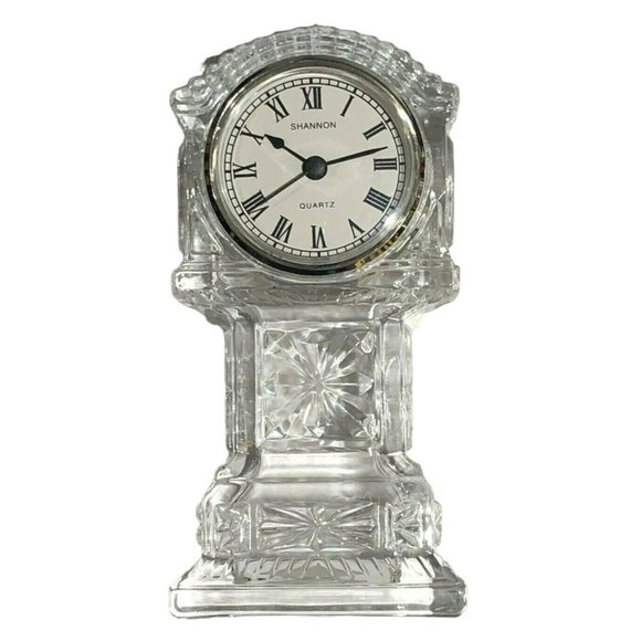 Vintage Shannon Crystal Clock Grandfather‎ Mini Desk Style Lead Crystal 7in - Picture 2 of 12